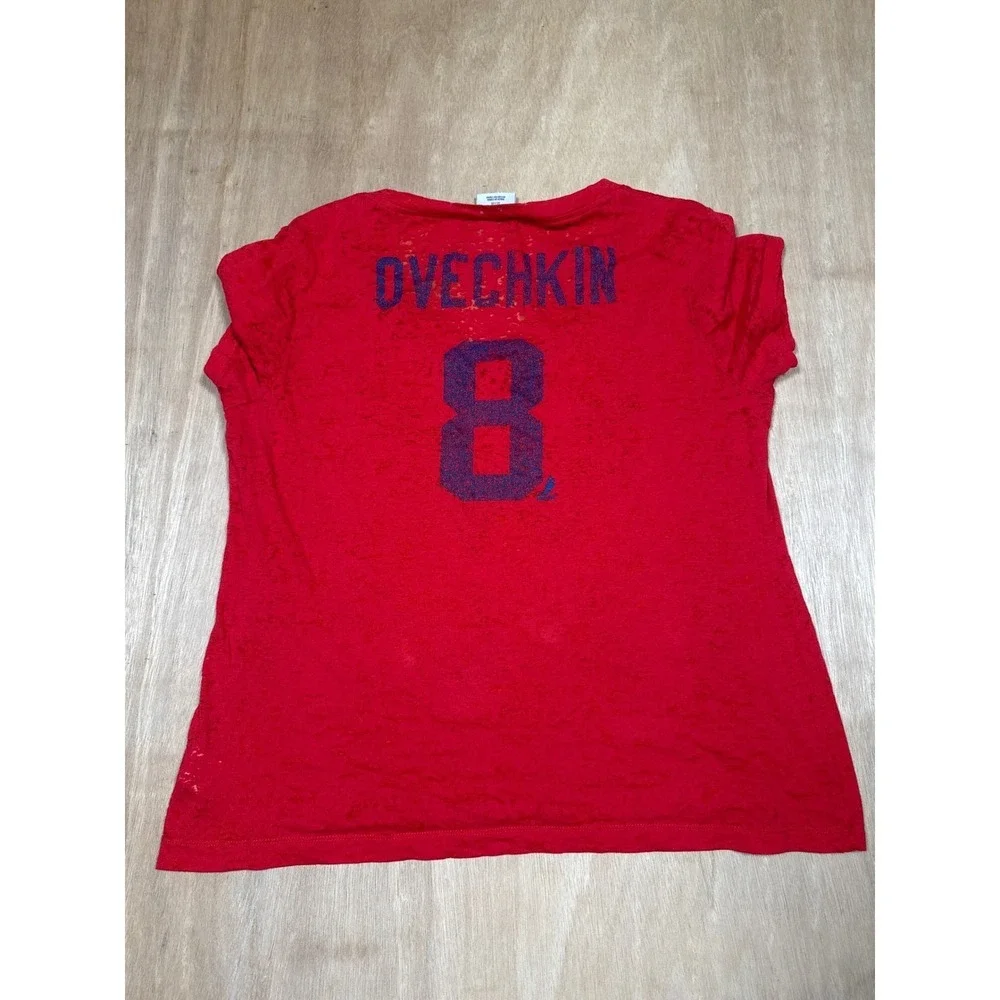 Washington Capitals Womens Red V Neck Glitter Logo T Shirt Pro Size XL - Picture 10 of 10